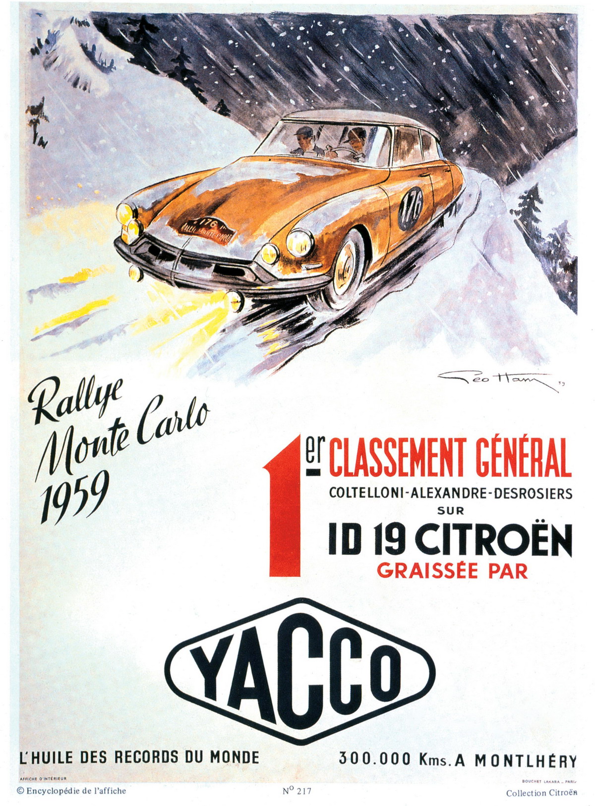 Citroën DS al 1 Rally di Monte Carlo (1959) , poster pubblicitario