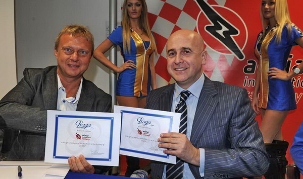 Da sinistra: il proprietario del gruppo Praga, Petr Ptacek e il Direttore dell’Autodromo di Adria, Mario Altoè