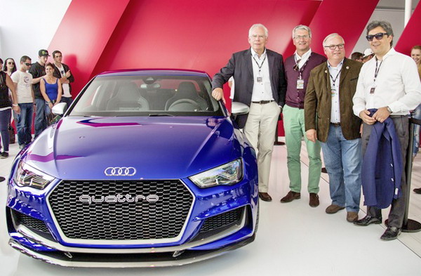 Accanto all'A3 ClubSport Quattro Concept i dirigenti Audi Ulrich Hackenberg, Rupert Stadler, Hubert Waltl e Luca de Meo