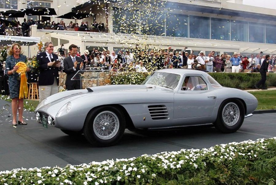 Jon Shirley wins the Best of Show at the Concours d'Elegance with his 1954 Ferrari 375 MM Scaglietti Coupe in Pebble Beach